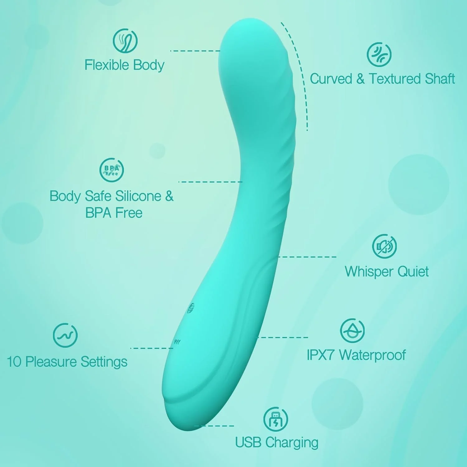 G Vibe G Spot Dildo Vibrator Teal (Europe) - Image 8
